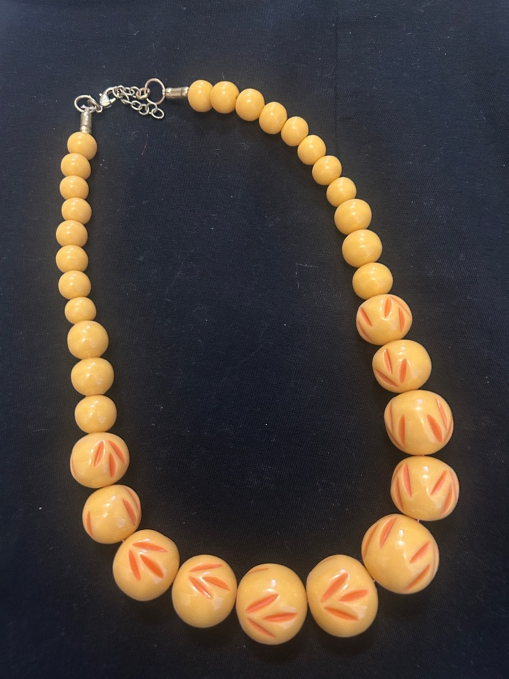 Hand-Painted Yellow Beaded Statement Necklace - Unbranded